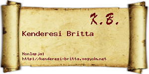 Kenderesi Britta névjegykártya